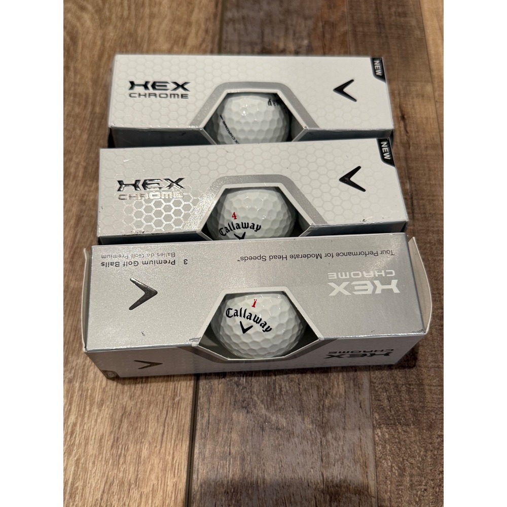 Callaway HEX Chrome Golf Balls 3 Sleeves 9 Balls Total White New